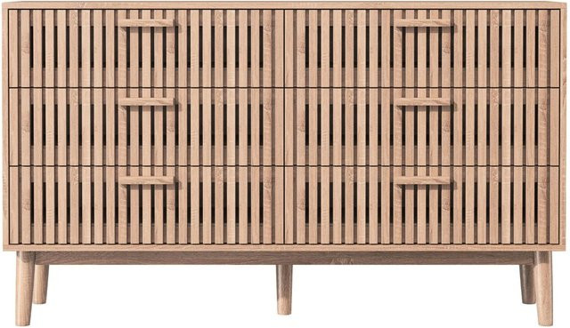 PXloue Schubladenschrank Kommode aus Holz mit Rattan-Design für Schlafzimmer, Flur und Wohnzimmer, Farbe: Braun, B/T/H: 100 x 34 x 73 cm - Bild 1