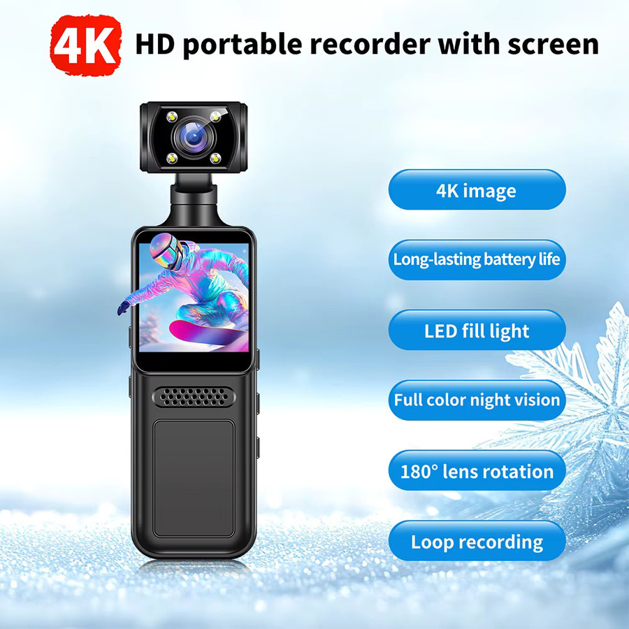 Occkic 4K Ultra HD Mini Action Kamera mit WiFi, 180 Grad drehbar und Nachtsicht, Schwarz - Bild 4