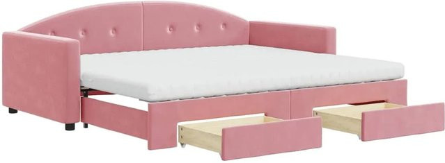 vidaXL Tagesbett ausziehbar mit Schubladen in Rosa, Samt, B/T/H: 90 x 200 x 75 cm - Bild 1