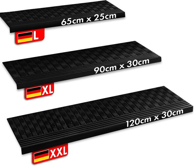 Karat homeliving Gummi-Stufenmatte Diamond Schwarz, rutschhemmend und wetterfest, B/T/H: 120 x 30 x 0,75 cm, 5er-Set - Bild 3