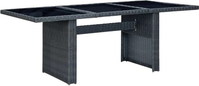 vidaXL Gartentisch aus Poly Rattan und Hartglas in Schwarz-Dunkelgrau, rechteckig für den Außenbereich, B/T/H: 200 x 100 x 74 cm - Bild 1