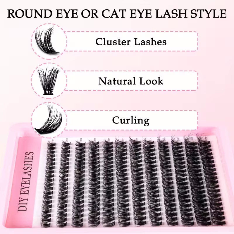 LIMEIKAI Cluster-Wimpern, 240 Stück, 40D, 9–16 mm, Black, Unisex - Bild 4