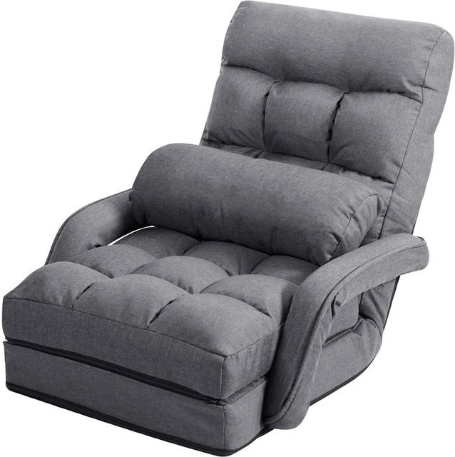 Costway Klappsofa Grau mit Feinleinenoberfläche und Schwammpolsterung sowie Stahlrohrrahmen - Bild 1