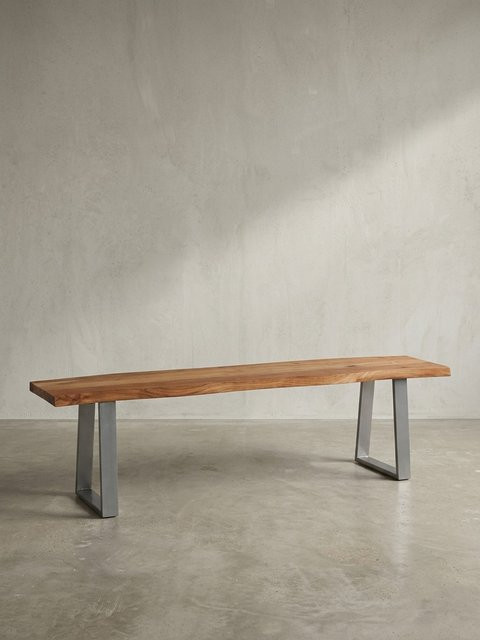 KADIMA DESIGN Esszimmerbank aus Akazie Massivholz mit Chromgestell, braun, B/T/H: 140 x 40 x 46 cm - Bild 1