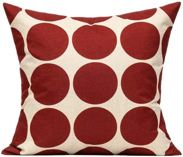 Nordisch Einfacher Kissenbezug Monika Chen in Rot mit geometrischem Design aus Leinen und Polyester, Breite: 40 cm, Höhe: 40 cm - Bild 1