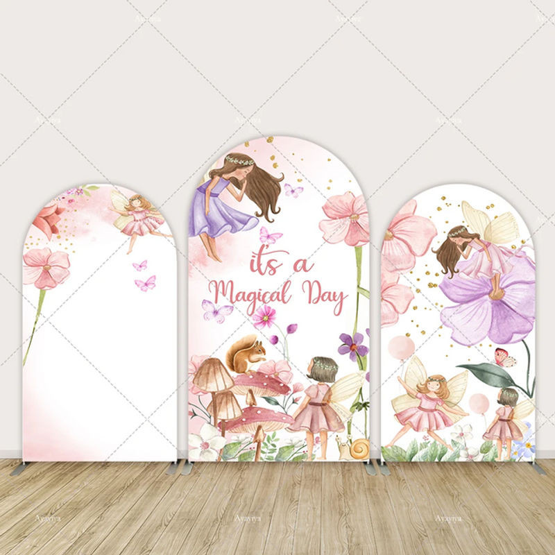 VIKAMA Dekorativer bogenförmiger Hintergrundstoff mit floralem Bohemian-Design für deine Geburtstagsparty, mehrfarbig, B/H: 120 x 120 cm - Bild 1