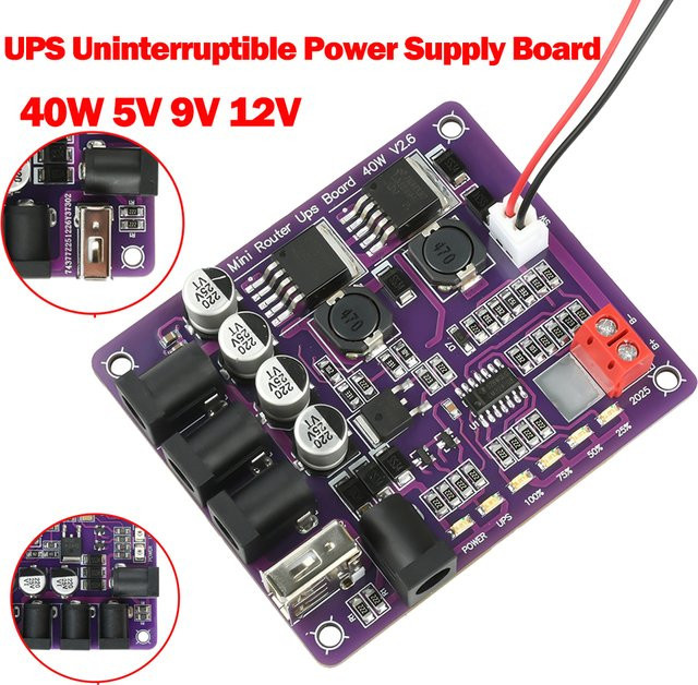 diymore 40W USV-Board für unterbrechungsfreie Stromversorgung mit 5V, 9V und 12V Ausgängen zur Notstromversorgung von Routern - Bild 1
