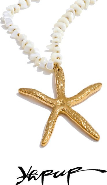 Yhpup Halskette, Seestern Anhänger, Edelstahl, 60 + 7 cm, Unisex - Bild 1