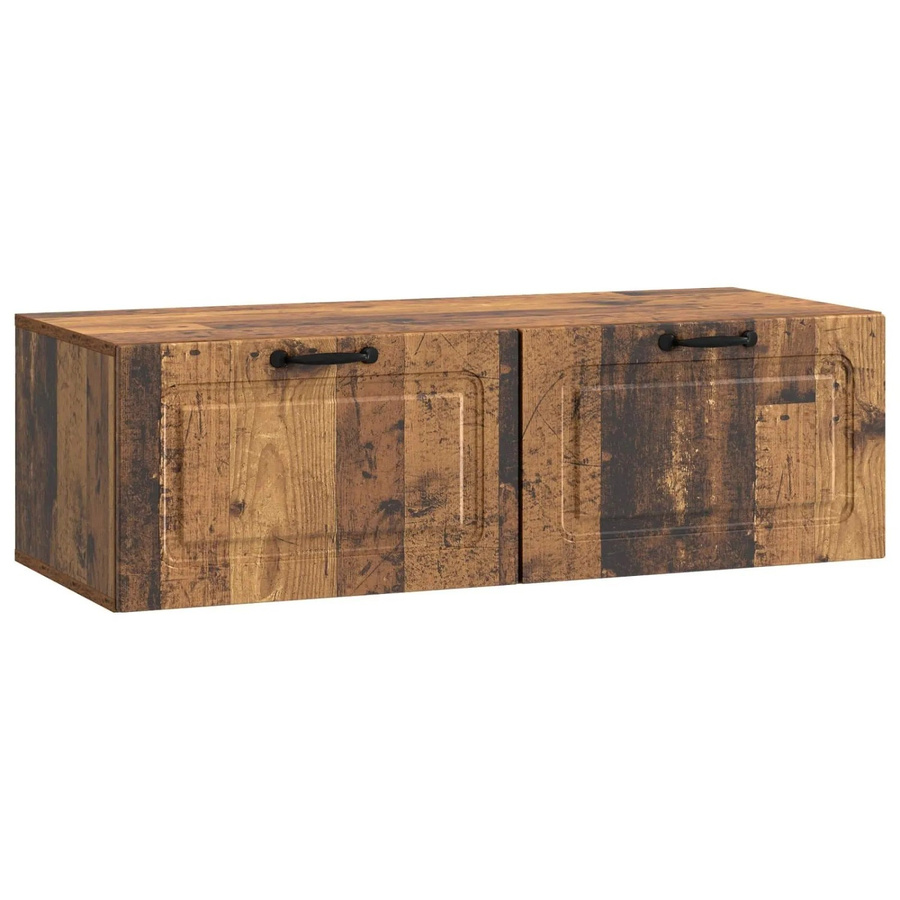 vidaXL Wandmontierter TV-Schrank in Altholz-Optik, modern, Braun, B/T/H: 98 x 41 x 30 cm - Bild 2