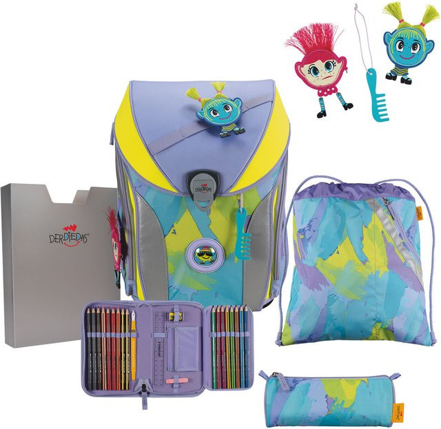 DerDieDas ErgoFlex MAX Schulrucksack-Set 5-teilig mit Sportbeutel Hippie Hair in Grau und Multicolour - Bild 1