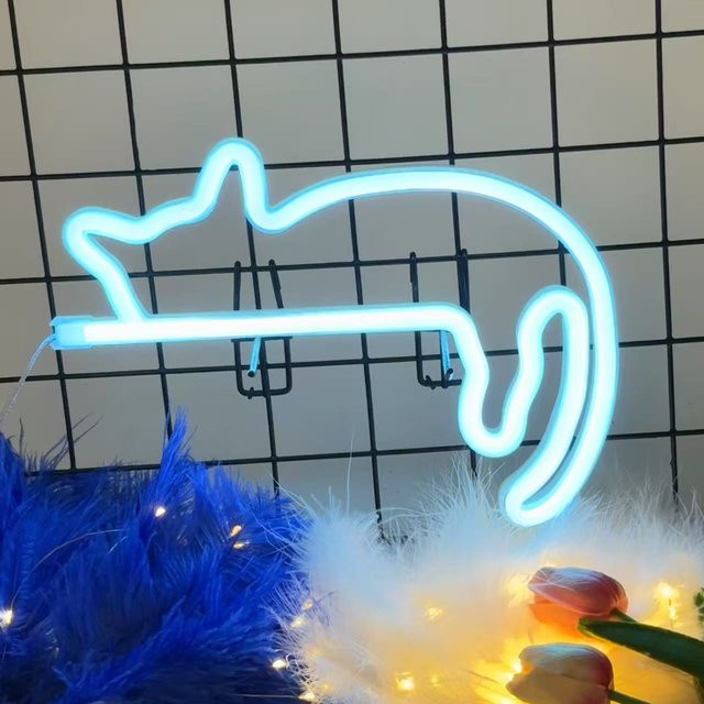 Phantasy Star LED Wanddekoration Katzen-Neonlicht in Weiß für Schlafzimmer und Wohnzimmer - Bild 1