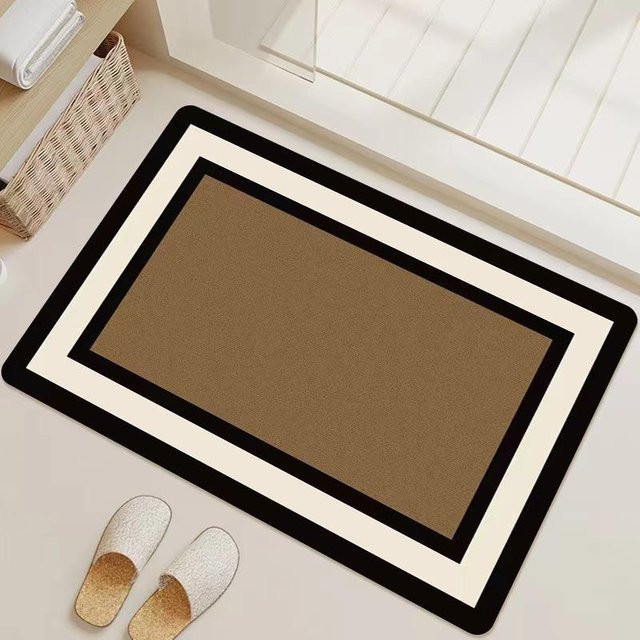 Yiran Furniture Badezimmer Matte im britischen Stil, Schwarz-Weißes Gitter, rutschfest und schnelltrocknend, B/T: 90 x 60 cm - Bild 1