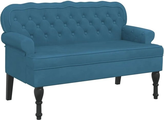vidaXL Sitzbank mit Rückenlehne aus Samt in Blau, B/T/H: 119,5 x 64,5 x 75 cm - Bild 1