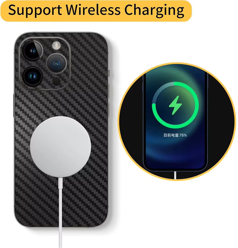 NMEGOU Abreißbare Kohlefaser-Hauthülle für iPhone 17 Air in Schwarz und Multicolour - Bild 4