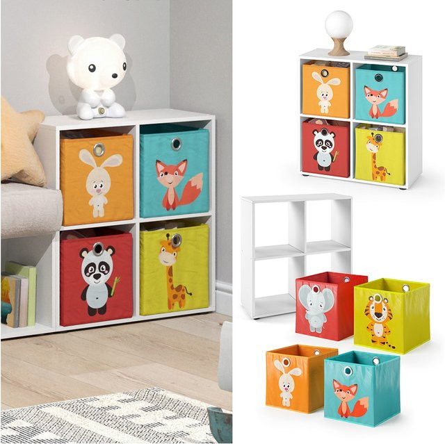 Vicco Würfelregal Tetra Standregal als Bücherregal und Raumteiler in Weiß für Kinderzimmer - Bild 1