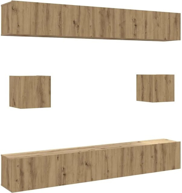 vidaXL 6-teiliges TV-Schrank-Set zur Wandmontage in Artisan-Eiche, Braun, Holzwerkstoff - Bild 1