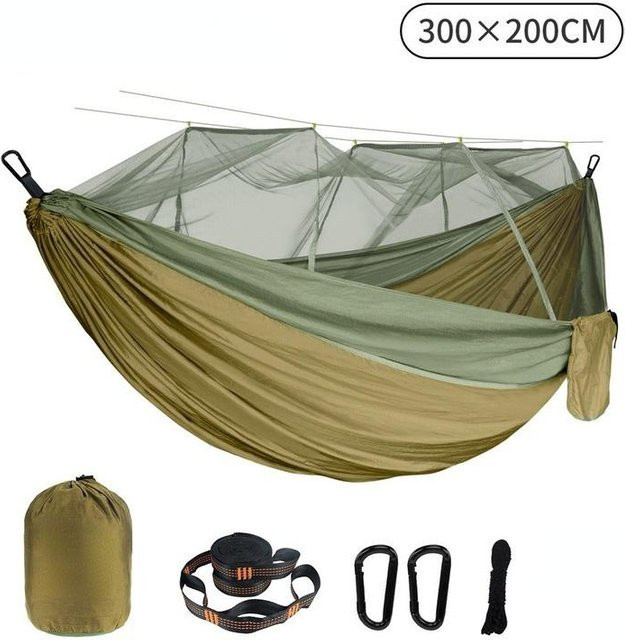 Binchi Outdoor Product Doppelte Moskitonetz-Hängematte in Grün, B/T/H: 300 x 200 cm, Nylon-Campinghängematte für den Außenbereich - Bild 1