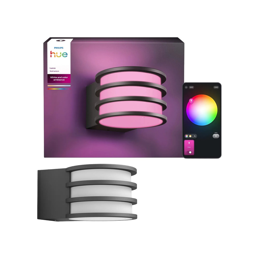 Philips Hue smarte LED Wandleuchte Lucca in Anthrazit und Weiß mit RGBW-Farblicht und 1100 Lumen - Bild 2