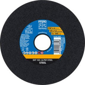 PFERD Trennscheibe EHT PSF STEEL für Stahl, Durchmesser: 125 mm, Dicke: 1,6 mm, Bohrung: 22,23 mm, Farbe: Schwarz - Bild 1
