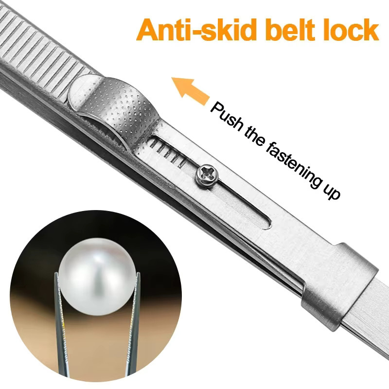 VIBRATITE Pinzette aus Edelstahl mit Verriegelung für Schmuckherstellung und DIY-Bastelarbeiten, Silber - Bild 2