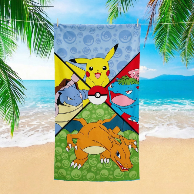 Potdemiel Pokémon Strandtuch, schnelltrocknend und saugfähig, Multicolour - Bild 1