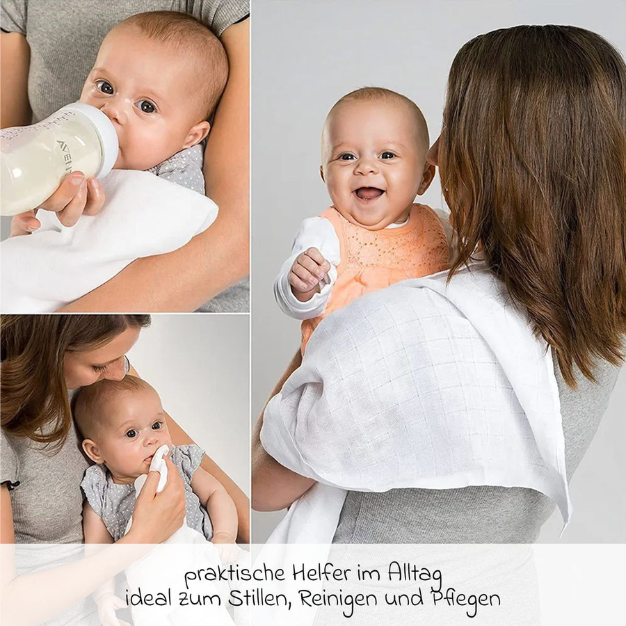 Makian Mullwindeln und Spucktücher 10er Pack Weiß B/B: 80 x 80 cm - Bild 2