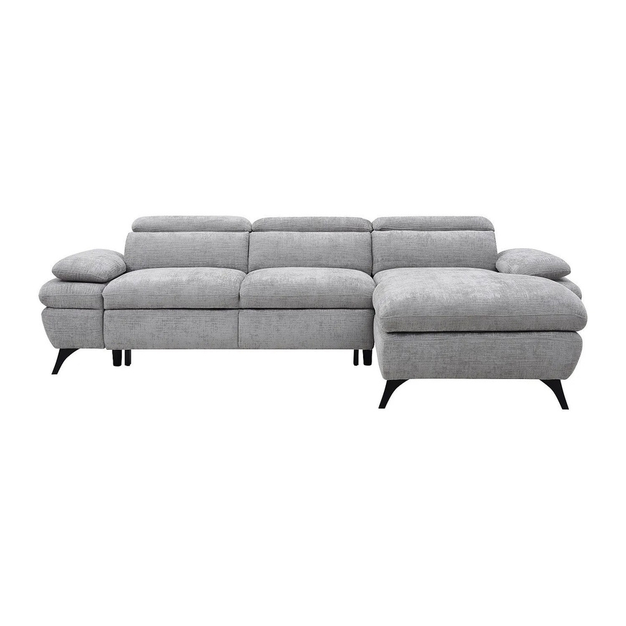 Vente-unique Schlafsofa Surdeli in Grau mit L-Form und Ausziehfunktion - Bild 2