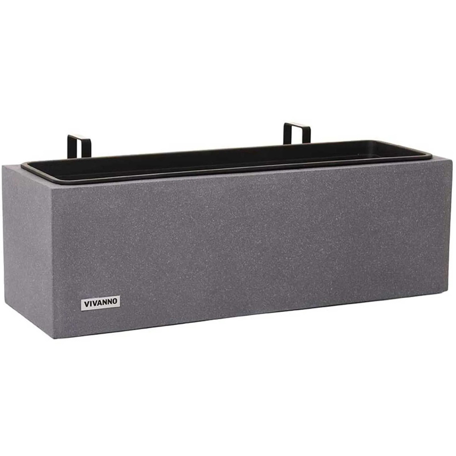 Vivanno Blumenkasten Benno aus Fiberzement in Felsgrau, B/T/H: 62 x 22 x 22 cm - Bild 2