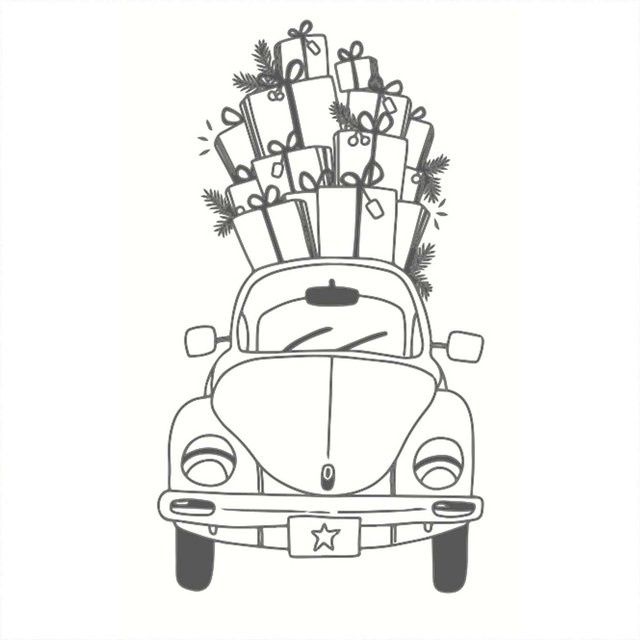 May&Berry Stempel Auto mit Geschenken in Weiß, Größe: 3,5 x 5,5 cm - Bild 1