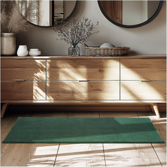 tectake Soft Zone Kurzflorteppich aus Polyester in Grün, B/T/H: 150 x 80 x 1 cm - Bild 1