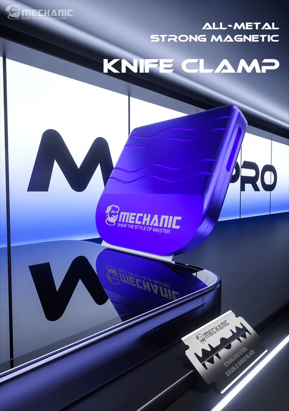 MECHANIC Mag Pro Ganzmetall-Magnetmesserhalter inklusive zusätzlicher Klingen für Glasfolie und Leder mit starkem Halt und Reparaturwerkzeugen - Bild 2