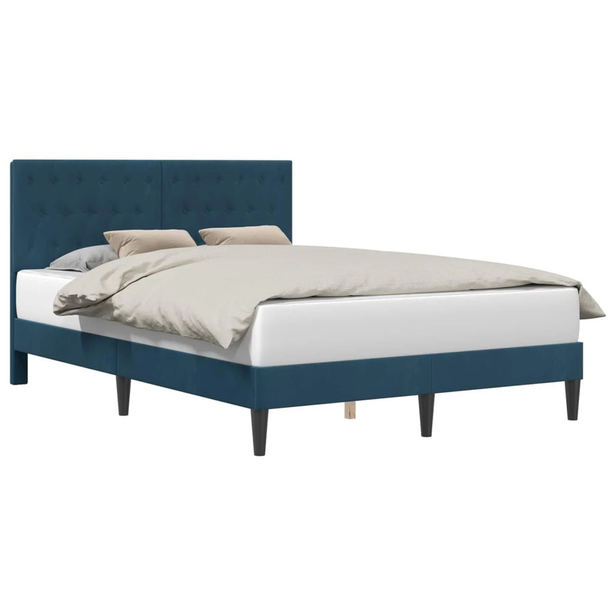 vidaXL Bettrahmen mit Kopfteil aus Samt in Blau, B/T/H: 124 x 190 x 124 cm - Bild 2