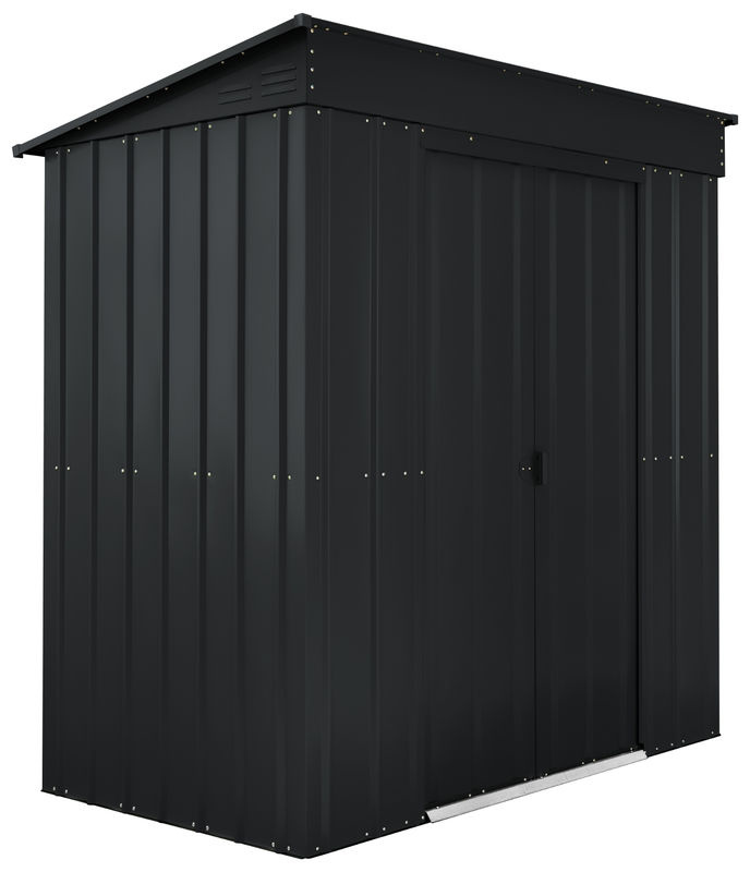 Globel Metall-Gerätehaus Skillion 64 in Anthrazit mit Pultdach und Doppelschiebetüren, B/H/T: 180 x 199 x 124 cm - Bild 2