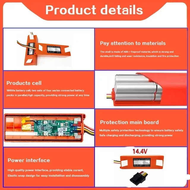 Xiaomi Akku für Roborock S50 S51 S55 T60 Saugroboter Modell BRR-2P4S-12800D in Orange - Bild 1
