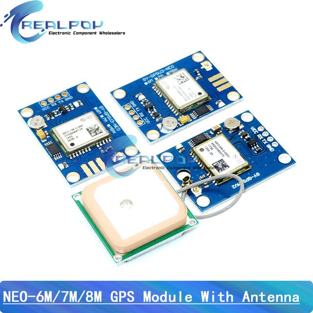REALPOY GPS-Modul NEO-6M NEO-7M NEO-8M mit Flight Control EEPROM und großer Antenne für Arduino in Blau - Bild 1