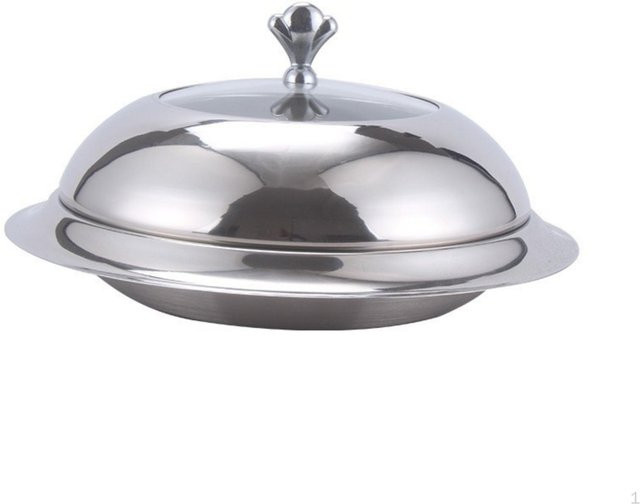 HomeVibe Haus Edelstahl-Cloche Dekorative Knaufplatte als Basisabdeckung für Schüsseln und Schalen in Silber - Bild 1