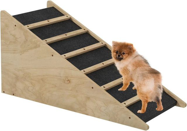 PawHut Haustierrampe aus Holz für mittelgroße Hunde, Farbe: natur, B/H/L: 40 x 90 x 45 cm - Bild 1