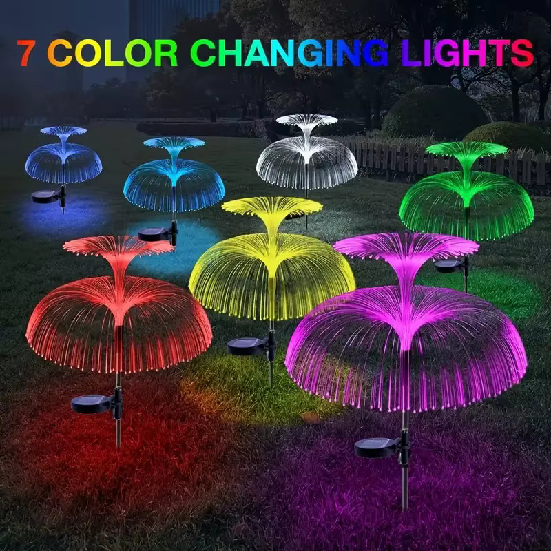 Solarbetriebene LED-Quallen-Lichter von OKAL RED EAST mit 7 wechselnden Farben für die Außenbeleuchtung im Garten und an Wegen, Multicolor, Kunststoff - Bild 2