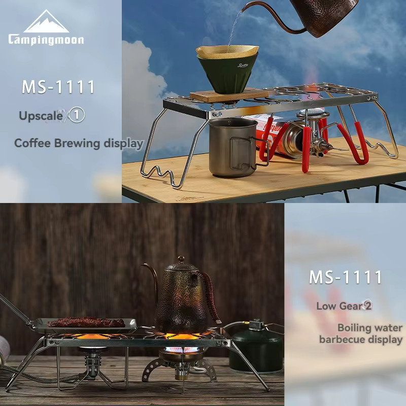 CAMPINGMOON Klappbarer Mini-Herdrost aus Edelstahl, S-förmiges Grillnetz für Dual-Gasherd-Rack MS-1111 - Bild 3