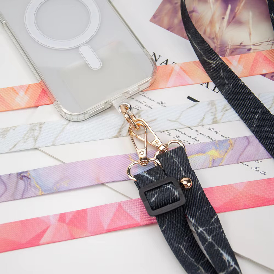 SZBRYTMAX Universal Handy Crossbody Lanyard Strap mit Marmormuster in Multicolour und Schwarz, verstellbares Umhängeband für dein Smartphone - Bild 2