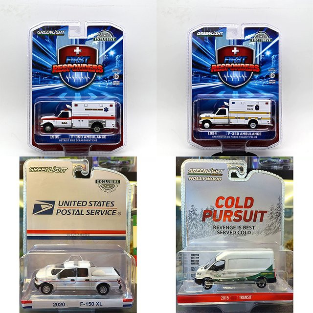 GreenLight Polizei, Krankenwagen-Pickups, Legierungsauto-Sammlerstücke, 1:64, Metall - Bild 1