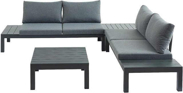 Gartensitzgruppe MYLIA aus Aluminium in Anthrazitgrau mit Ecksofa und Couchtisch, Breite: 166 cm - Bild 1
