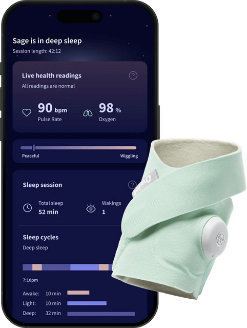 Owlet Dream Sock Babyphone mit Pulsoximeter und Herzfrequenzmessung in Mint - Bild 1