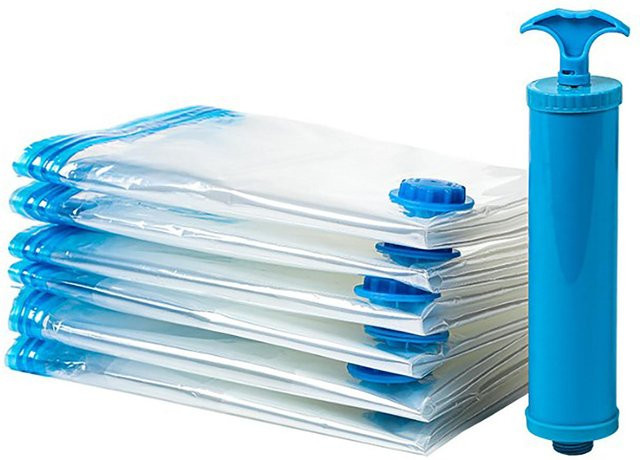 TOMTOP JMS Vakuum-Kompressions-Aufbewahrungsbeutel Set aus PE und PET mit Handpumpe, 8 Stück, transparent, B: 35 cm, H: 50 cm - Bild 1