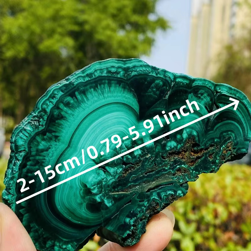 CrystalHola Malachit-Rohstein-Kristallplatte in Grün mit gebänderter Textur - Bild 3