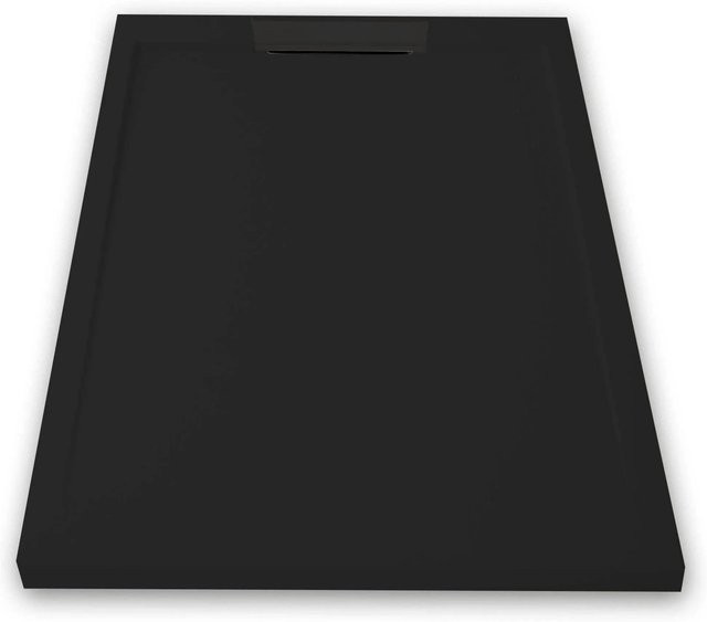 Mirlo Duschwanne Extra Flach Lux aus Mineralguss, Schwarz, B: 70 cm, L: 170 cm, H: 7 cm - Bild 1