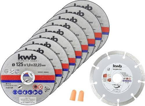 Kwb Trennscheiben-Set für Metall und Stein, 10 Stück, Durchmesser: 125 mm, Grau - Bild 1