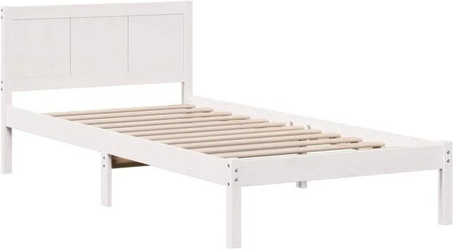 vidaXL Bettgestell aus Massivholz Kiefer in Weiß, B/T/H: 100 x 200 x 105,5 cm - Bild 1