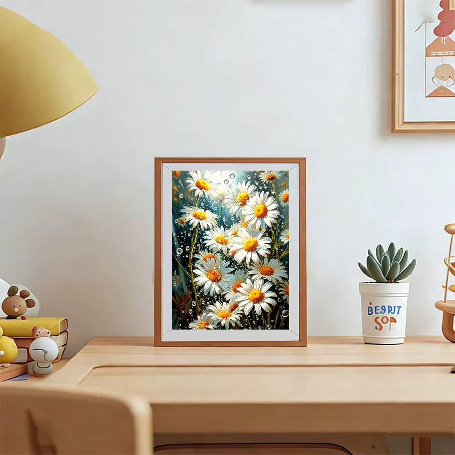 AZQSD Diamant-Stickerei Set Gänseblümchen-Blumenbild mit Strass in Multicolour, 5D Florales Diamantgemälde als Heimkunst, B/H: 20 x 30 cm - Bild 3