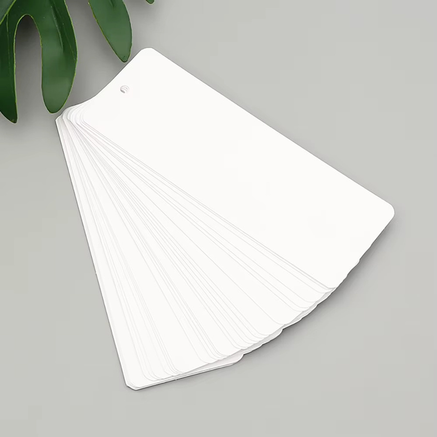 30 Stück runde Eck-Lesezeichenkarten aus weißem 350 g Kraftpapier mit Loch für DIY-Kunstmalerei - Bild 1